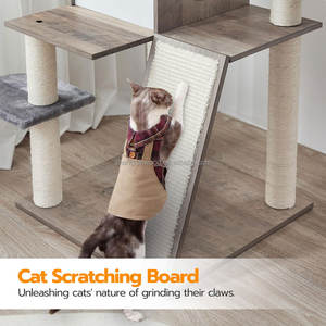 Arbre à <span class=keywords><strong>chat</strong></span> en bois massif réglable en hauteur, du sol au plafond, structure en bois pour grimper, emballé en carton - Product Image 6