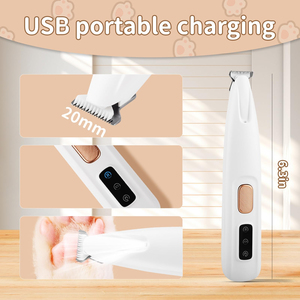 Tondeuse électrique blanche pour les pattes des animaux de compagnie, tondeuse à poils du nez rechargeable avec brosse de nettoyage pour le soin des chiens et des chats - Product Image 2