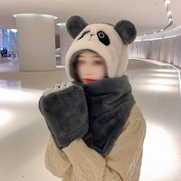 Ensemble bonnet et écharpe d'hiver personnalisé avec logo, bonnet chaud et épais avec oreilles d'ours mignonnes, bonnet en fourrure pour femmes et enfants avec écharpe et gants