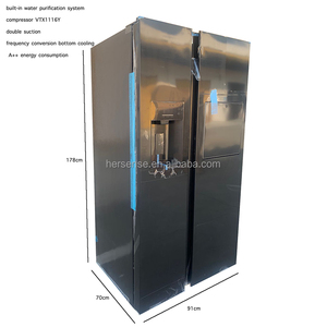 Refrigerador inteligente de lado a lado de vidrio templado negro con barra de arte para hacer hielo completamente automática y purificador de agua incorporado - Product Image 2