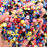 BOBOHOO personnalisé quantité mélange taille couleurs résine strass demi-rond perles dos plat perles pour la décoration