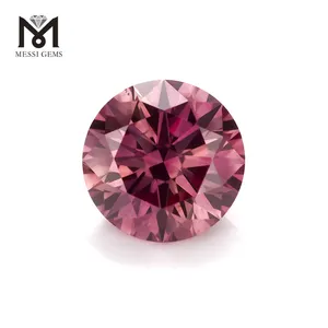 Messi Gems 1 Ct Round Shape Fancy Intense Pink Natural Loose Synthetic Diamond CVD Lab Grown Diamond