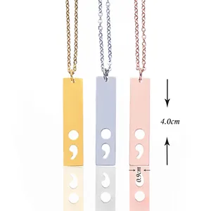 Kalung Jimat Titik Semikolon Berongga Trendi Perhiasan Bahan Baja Tahan Karat Dipoles Cermin Menerima Pengiriman Drop