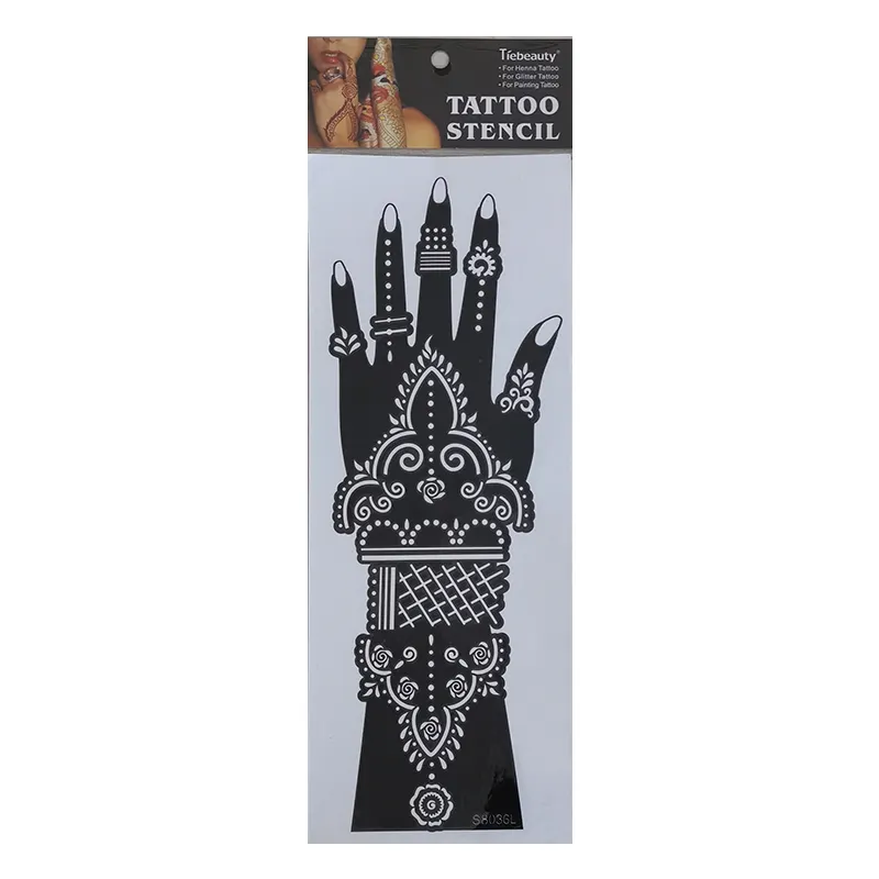 नया उत्पाद हाथ कलाई मेंहदी पेंटिंग स्टैंसिल DIY पुन: प्रयोज्य भारत मेंहदी मेहंदी टैटू मेंहदी डिजाइन स्टैंसिल