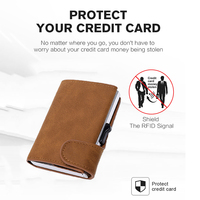 Dompet Kartu Vintage Custom, Dompet Pop Up Pria Kulit PU Anti RFID dengan Penjepit Uang