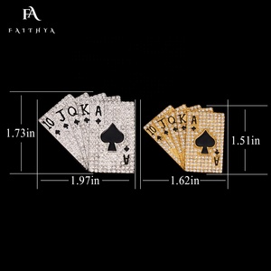 FP1228 Collar con Colgante de Acero Inoxidable con Diseño Único de <span class=keywords><strong>Texas</strong></span> Hold'em Straight Flush Ice Out Lucky, Chapado en Oro, Estilo Hip Hop para Hombre - Product Image 4