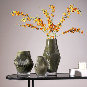 Moderno Florero de Vidrio Verde Oscuro, Exquisito Florero Decorativo de Vidrio Creativo - Product Image 1