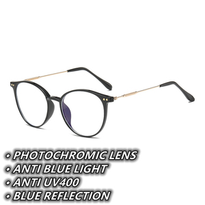Lentilles miroir photochromiques ultra-légères rondes TR90 tawny lunettes <span class=keywords><strong>antireflet</strong></span> 2024 femmes lunettes réglables optiques anti lumière bleue - Product Image 3