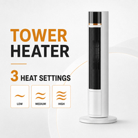 Radiateur tour oscillant blanc mince à large portée pour une distribution de chaleur sur trois niveaux, avec télécommande et minuterie