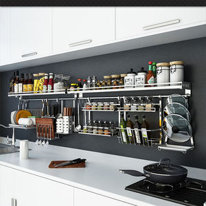 חדש קיר הר תיבול קרש חיתוך כלי שולחן אינטגרציה ארגון מתלה אחסון רב תכליתי סט מטבח מתרחב - Product Image 2
