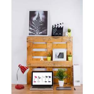 Lampada da tavolo in metallo rosso e14 25w, ideale per illuminare scrivanie e spazi di lavoro. - Product Image 2