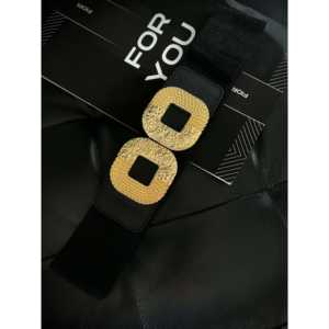 Ceinture élastique pour femme Fiori avec boucle à cadre doré, ceinture décontractée en tissu polyester pour un usage quotidien - Product Image 1