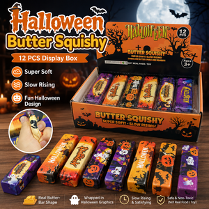 Halloween Pattern Butter Squishy Toy 12pcs/box Slow Rebound PU Sensory Food Fidget Toy for Anxiety Stress Relief Party <b>Gifts</b> - Product Image 2