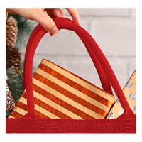 Sac fourre-tout personnalisable en faux lin rouge avec logo imprimé en feuille d'or pour Noël, anniversaire, fête, mariage, cadeau