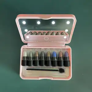 Private Label 8 Colors Eye Shadow pen Professional Cardboard Makeup No Brand Custom Color with led light case
