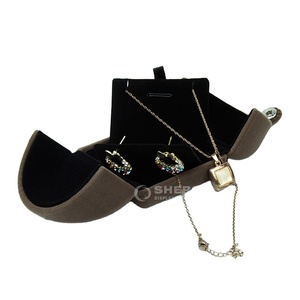 Double Open Velvet Jewelry Box <b>Set</b> with Custom Logo for Rings Necklaces Pendants Bracelets Diamond Pearl Jewelry - Product Image 1