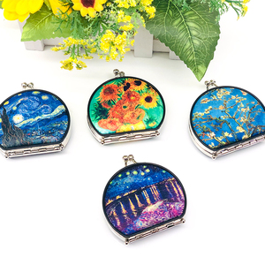 도매 주문을 받아서 만들어진 미니 금속 구조 포켓 거울 양면 휴대용 사용자 정의 로고 판촉 품목 내구성 - Product Image 1