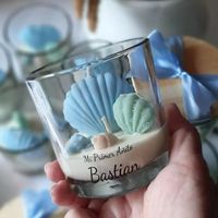 Bougie en forme de coquillage personnalisée avec logo, parfumée, senteur brise marine, pour décoration, cadeau souvenir pour bébé