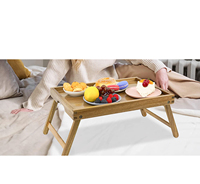 Plateau de petit déjeuner en bois d'acacia Table avec pliable pour canapé Table de lit pliante pour ordinateur portable Plateau à collation portable