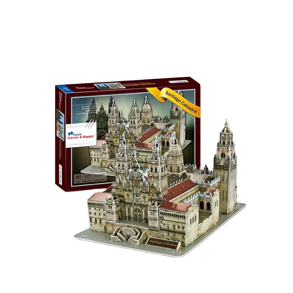 Rompecabezas eps 3d modelo Catedral de España y Santiago para niños, regalo educativo diy