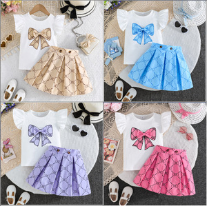 Vente en Gros Nouvel Arrivage Ensemble Princesse pour Enfant Haut à Manches Courtes et Jupe Deux Pièces pour Bébé Fille - Product Image 2