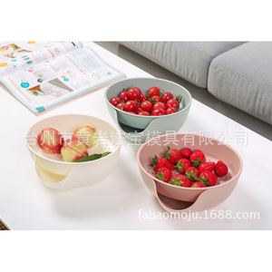 ตะกร้ากรองพลาสติกสองชั้น Fabao ขนาด 20.3x23x9 ซม. พร้อมฐานแบบมีรูสำหรับกรองผักผลไม้ - Product Image 3