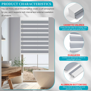 Control inalámbrico Día y Noche Blackout Dual Shade Smart Motorized Zebra Blinds <span class=keywords><strong>para</strong></span> dormitorio Sala <span class=keywords><strong>de</strong></span> estar Zebra Blind <span class=keywords><strong>para</strong></span> Windows - Product Image 3
