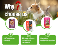 Sachet d'emballage personnalisé imprimé pour aliments secs pour chiens 500g, pochette refermable pour aliments pour chats avec fenêtre transparente