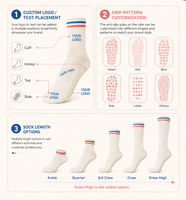 Chaussettes de Pilates personnalisées avec logo sur mesure, antidérapantes, pour le sport, la gym, le fitness et le yoga, avec grip pour femmes