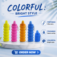 Bouteille d'eau pliable en silicone au design original pour le camping, avec bouchon à vis, pour adultes et randonnée, marque privée