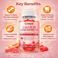 OEM Marque Privée Gummies Calcium Magnésium Vitamine D3 K2 Zinc Probiotique Santé Osseuse Adultes 60 Unités