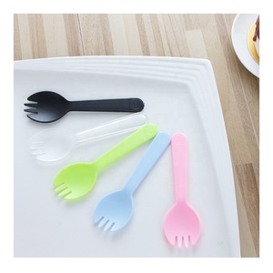 Vente en gros de mini glace pilée jetable en plastique clair, rose, bleu, vert, noir, salade de crème glacée, gâteau aux fruits, fourchette et cuillère à dessert - Product Image 1