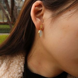 Chris April in Stock 925 Sterling Silver Gold Plated Latest Artificial Manmade <strong>Jade</strong> <strong>Earrings</strong> - Product Image 2