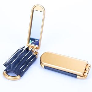Brosse à cheveux pliable portable en plastique imperméable avec miroir de maquillage, prix réduit, qualité supérieure, assortiment varié - Product Image 5