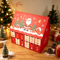 Boîte de calendrier de l'avent personnalisée à 24 tiroirs, avec revêtement aseptique, couvercle magnétique à clapet, emballage rigide recyclable pour bonbons de Noël et cosmétiques