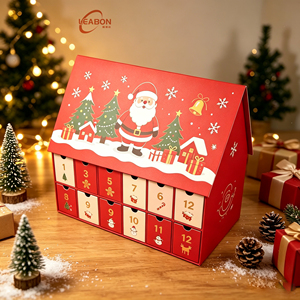 Boîte de calendrier de l'<span class=keywords><strong>avent</strong></span> personnalisée à 24 tiroirs, avec revêtement aseptique, couvercle magnétique à clapet, emballage rigide recyclable pour bonbons de Noël et cosmétiques - Product Image 4