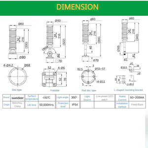 Nhiều lớp SV-QZ60 Led âm thanh ánh sáng báo động tri-màu chỉ số ngọn hải đăng máy với vật liệu nhựa cảnh báo ánh sáng - Product Image 6
