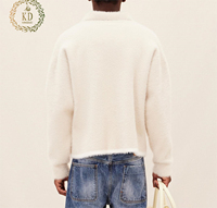 Pull en maille pour homme KD Knitwear Manufacturer, à manches longues, en mohair brossé et fausse fourrure, avec poignets côtelés personnalisés et ourlet contrastant, effet duveteux