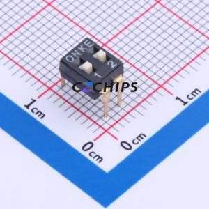 DSIC02LHGET DIP Switch Switch Flat Toggle, Raised Type Single Pole Single Throw 2 PC Pin - Product Image 1