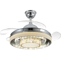 Lámpara colgante de cristal K9 moderna con ventilador de control remoto, de nuevo diseño candelabro de cocina y baño, estilo tradicional