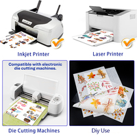 Papier autocollant Washi transparent texturé blanc imprimable 8,5x11 A3 A4 avec support PET transparent pour imprimante jet d'encre