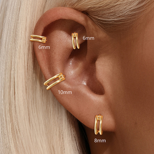 Boucle d'oreille manchette double couche en argent sterling S925 avec zircone cubique 6mm 8mm 10mm, style minimaliste, pour hélix et contour d'oreille - Product Image 6