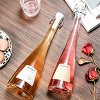 Bouteilles à vin élégantes 750 ml en verre rond, bouteilles de liqueur en verre en vrac, bouteille de whisky personnalisée translucide