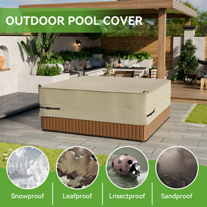 85"x85" Heavy Duty Hot Tub <b>Cover</b> All-Weather Resistant Outdoor Spa <b>Protector</b> Waterproof Windproof with Adjustable Buckle Straps - Product Image 5
