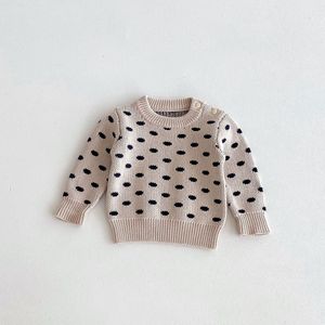 Ensemble tricoté pour bébé 100% coton OEKO <span class=keywords><strong>TEX</strong></span>, pull à manches longues à pois et salopette tricotée, tenue pour nourrisson, ensemble de vêtements pour tout-petit, style coréen - Product Image 4