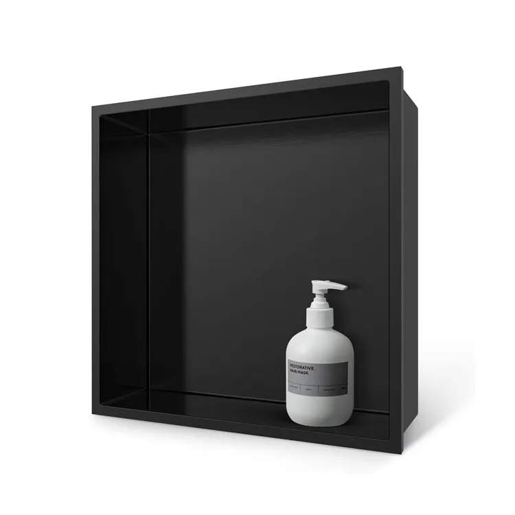 Mondeway – Niche de douche encastrée en acier inoxydable, pour le rangement de la salle de bain, pas besoin de carrelage, noir mat 12X12 pouces