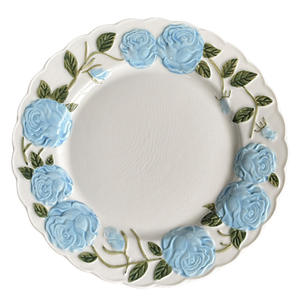 Assiette de table Rose Manor Relief, vaisselle en céramique avec décor sous glaçure, design élégant, assiette domestique - Product Image 1