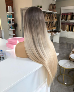 Thời Trang Ombre Pastel Xám Blonde Màu Big Sóng Full Trinh Nữ Tóc 4*4 5*5 13*4 13*6 HD Ren Phía Trước Tóc Giả - Product Image 6