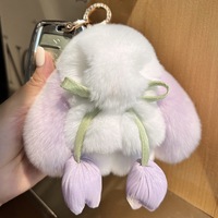 Gantungan Kunci Rex Rabbit Fur Mini Bunny Pendant, Ornamen Tas Wanita, Gantungan Mobil, Mainan Boneka Hewan Plush untuk Anak Perempuan, Hadiah, Gantungan Kunci