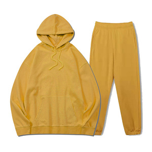High Quality Blank Plain Sweatsuit Sets 85 Cotton 15 <strong>Polyester</strong> <strong>Jogger</strong> Sets Sports Gym Mens Tracksuits - Product Image 4